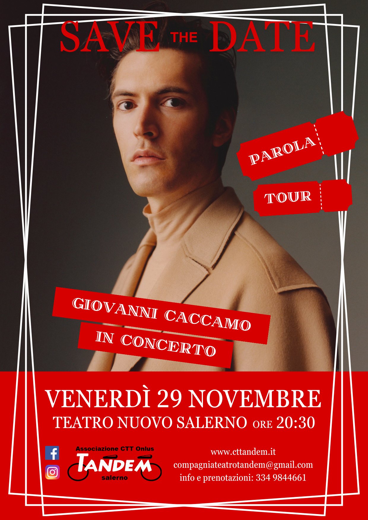 Ron in concerto per la dodicesima edizione del Galà di Natale organizzato dall'Associazione Tandem Salerno