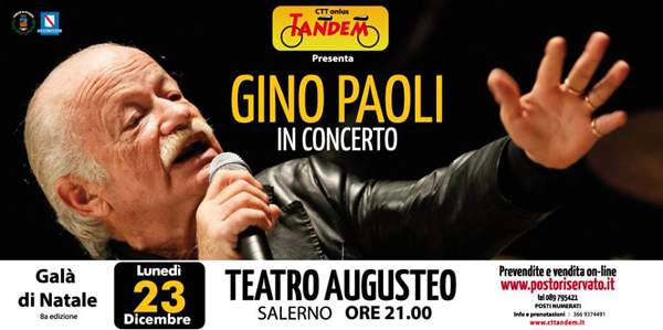 Gino Paoli in concerto per l'ottava edizione del Galà di Natale organizzato dall'Associazione Tandem Salerno